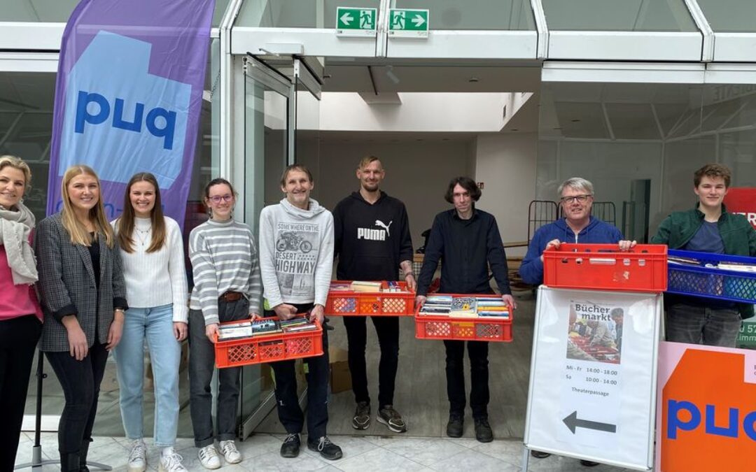 Pop-up-Büchermarkt in der Theaterpassage: Das pop up quartier unterstützt den Förderkreis Wohnungslosenhilfe